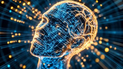 Poster - Futuristic neural implant animation showcasing advanced technology in healthcare and innovation