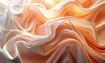 Poster - Elegant swirl of soft fabrics in warm pastel shades harmonizing light and texture