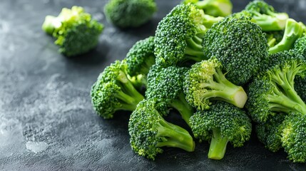 Poster - Healthy broccoli florets arranged on kitchen counter 