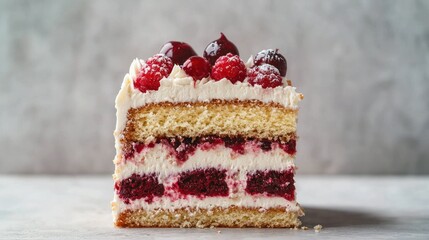 Poster - Layered dessert cake, clean background. 