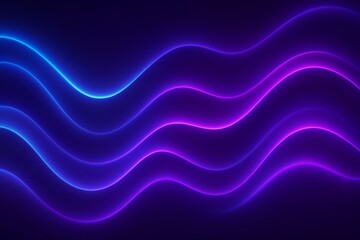 Poster - Glowing neon wavy lines flowing on a dark background creating a modern and vibrant abstract composition, ideal for digital art, graphic design, and futuristic concepts