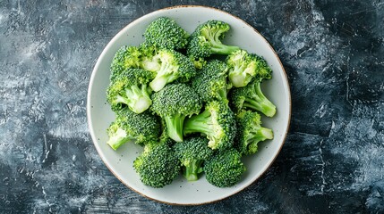 Poster - Raw broccoli placed on a white plate ready to serve 