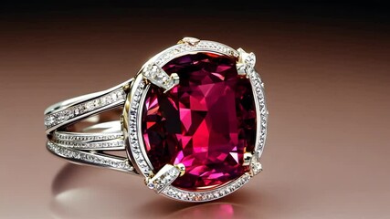 Aufkleber - A large, gold and pink ring with diamonds. The ring is on a table
