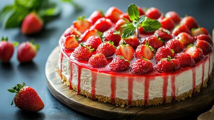 Aufkleber - Strawberry cheesecake with drizzle 