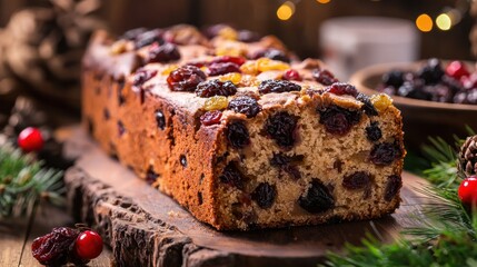 Poster - Traditional fruit cake with dried fruits. 