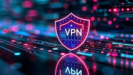 Poster - Digital shield representing VPN technology for secure and private online browsing and protection against threats