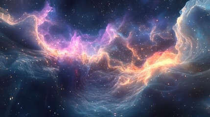 Wall Mural - A beautiful depiction of a colorful nebula in deep space