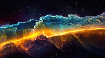 Wall Mural - Abstract colorful swirling cosmic artwork featuring vibrant celestial formations in space