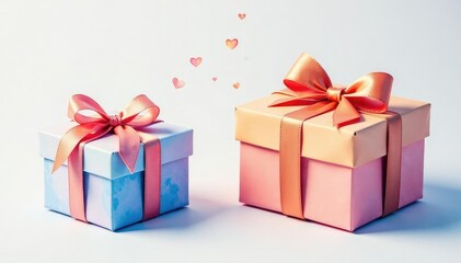 Wall Mural - subtle watercolor painted gift boxes, pastel palette, gentle, wallpaper, colorful