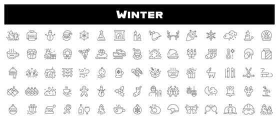 Poster - winter icons collection. winter vector elements. snowflake, snow, ski, christmas, season, new year, 