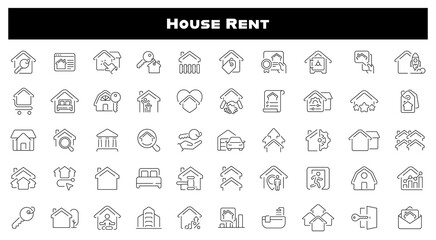 Poster - House rent line icon set. House rent vector icons. Property, buying, renting, house, home, rental related icons. Editable stroke