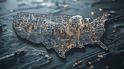 Poster - Comprehensive map of the united states highlighting major cities for understanding automated supply chain mapping
