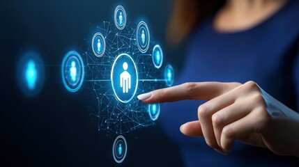Poster - Human touch engaging with a digital button symbolizing the intersection of automation and personal interaction