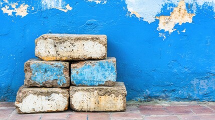 Poster - A stacked pile of bricks against a brick wall representing the fundamental steps in building trust