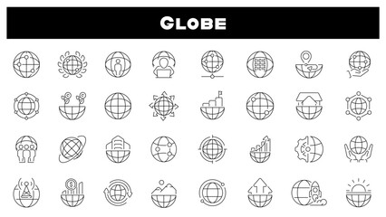 Poster - Globe vector icons. Globe icon set. World globe line icons. Earth, global, country, map, planet, globe related icons. Thin line editable stroke