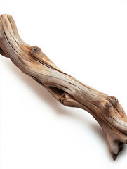 Poster - Gnarled branch of weathered driftwood isolated on white background
