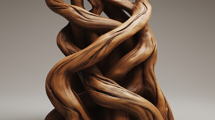 Aufkleber - Intertwined wooden roots creating an organic column sculpture