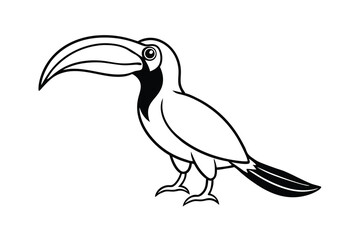 Poster - Tropical Toucan Bird Line Art Black and White Illustration