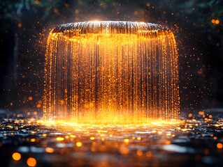 Poster - Cascading Wealth A Glowing Golden Waterfall