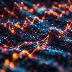 Poster - vibrant data visualization of a financial growth network
