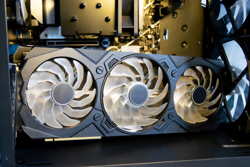 Fototapete - A modern and powerful video card or graphics card in a computer.
