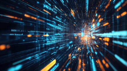 Poster - A dynamic visual of vibrant, glowing lines and patterns, representing fast data flow in a digital environment.
