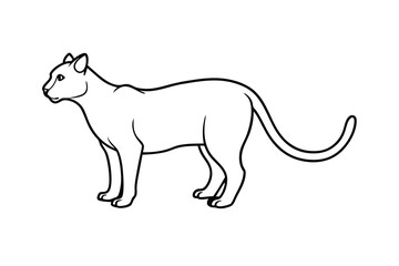 Poster - Elegant Cougar Line Art Wild Cat Profile, Outline Drawing