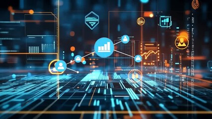 Fototapete - Explore this stunning visualization of a digital matrix. It captures the essence of modern technology and data flow. Ideal for presentations or tech-related content. AI.
