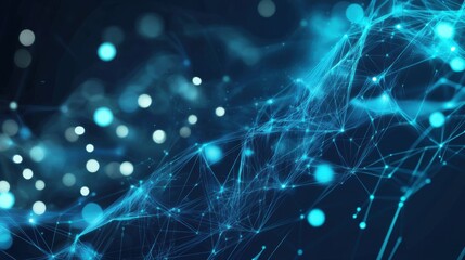 Poster - abstract digital background featuring glowing blue lines and dots, representing technology and conne