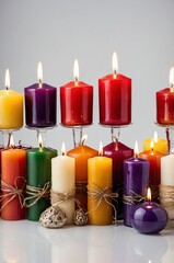 Poster - vibrant collection of scented candles in varied colors arranged on a simple background
