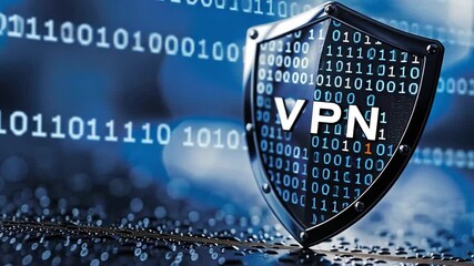 Poster - Enhanced online security and privacy through VPN technology with digital shield design