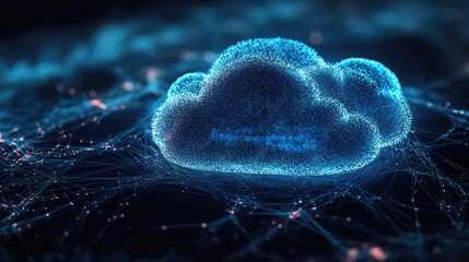 Poster - Digital Cloud Storage Concept with Data Connections in a Futuristic Network, Representing Technology and Innovation in Information Management and Communication