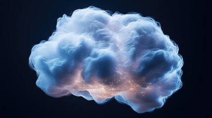Poster - Abstract concept of data cloud with illuminated connections representing digital communication and modern technology, creating a futuristic visual effect in dark background