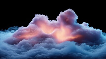 Poster - Ethereal Glow of Colorful Clouds in a Mystical Cosmic Landscape, Soft and Dreamy Atmosphere Captured in Stunning Detail Against a Black Background