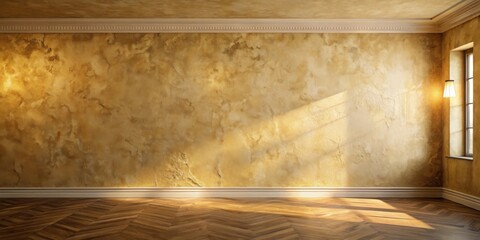 Aufkleber - Sunlit Room with Textured Walls and Hardwood Floors