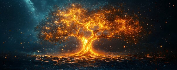Poster - Glowing tree symbolizing the connection between education and