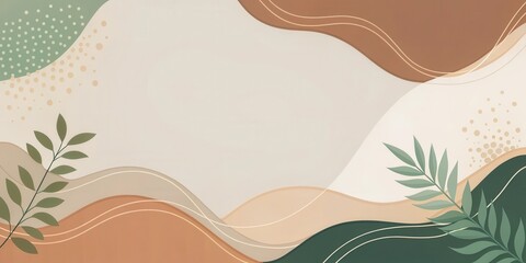 Aufkleber - Serene Abstract Background with Earthy Tones and Organic Leaf Details