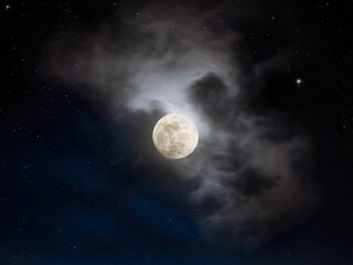 Wall Mural - cloudy full moon night