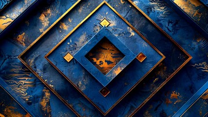 Poster - Mesmerizing geometric pattern transition with dynamic blue and gold textures