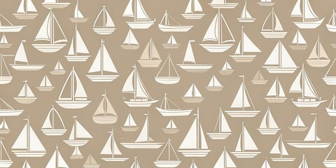 Poster - A Delightful Nautical Pattern Featuring an Array of Sailboats in Various Sizes and Styles, Adorning a Calm Neutral Background