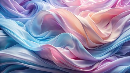 Fototapete - Dreamy Pastel Drapery Abstract Swirls of Soft, Flowing Fabric in Delicate Hues