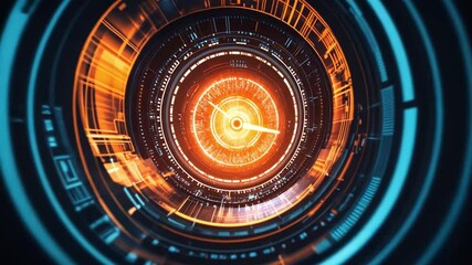 Fototapete - Futuristic Digital Abstract Background with Glowing Circular Elements and Patterns Representing High-Tech Innovation and Virtual Reality Concepts