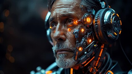 Poster - Futuristic cyborg evolution: advanced technology integration with human emotion in details