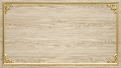 Aufkleber - Elegant Light Wood Panel with Gilded Ornate Frame Ideal for Announcements or Presentations