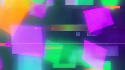 Poster - Vibrant geometric shapes in dynamic neon motion on a dark background