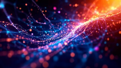 Poster - Dynamic particle swirl with vibrant motion and light energy in abstract background