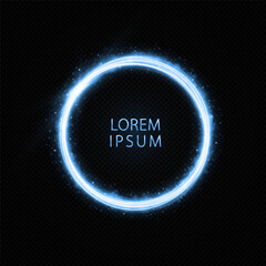 Wall Mural - fiery rings twinkle on transparent background. motion sparkling circles. blue rings with burning eff