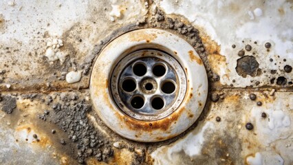 Aufkleber - Rusty Drain in Decayed Surface A Close-Up Study of Deterioration