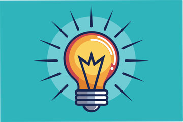 Aufkleber - Bright light bulb illustration with vibrant background showcasing innovation and creativity in a modern design