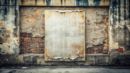 Aufkleber - Weathered Wall with Blank Panel, Ideal for Urban Texture and Design Projects